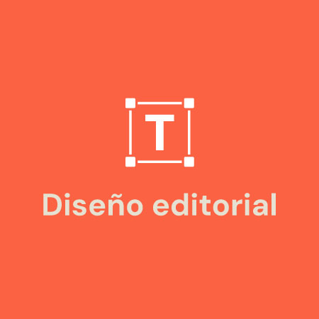 Caja de color naranja con símbolo de diseño editorial