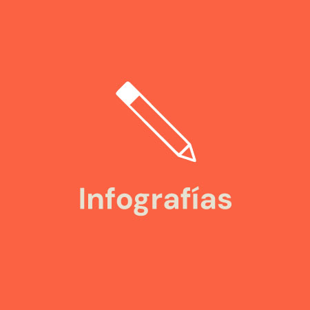 Caja de color naranja con icono de Infografías